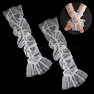 Nylon Detachable Mesh Puff Sleeves, for Wedding Bridal Dress Tulle Accessories, White, 625x245x6mm(AJEW-WH0270-351)