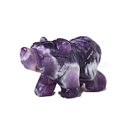 Natural Amethyst Carved Bear Figurines, for Home Office Desktop Feng Shui Ornament, 40x25mm(PW-WG26980-01)