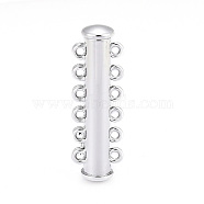 6-strands Brass Magnetic Slide Lock Clasps, for Multi-strand Jewelry, 12 Holes, Platinum, 36x7mm, Hole: 2mm(X-KK-Q270-1)