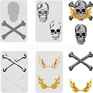 PET Hollow out Drawing Painting Stencils Sets for Kids Teen Boys Girls, for DIY Scrapbooking, School Projects, Skull Pattern, 29.7x21cm, 4 sheets/set(DIY-WH0172-676)