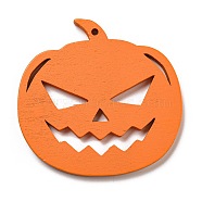 Halloween Wood Hanging Sign, for Home Halloween Party Decorations, Pumpkin, 68x70x4.5mm, Hole: 2.5mm(WOOD-U004-02C)