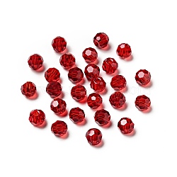 Imitation Austrian Crystal Beads, Grade AAA, Faceted(32 Facets), Round, Dark Red, 6mm, Hole: 0.7~0.9mm(SWAR-F021-6mm-208)