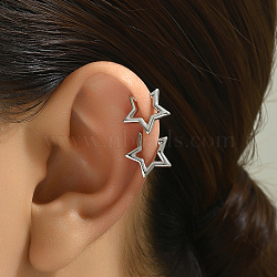 Fashionable Geometric Clip-on Earrings for Women without Piercing, Minimalist Style, Silver, Star(IQ5453)