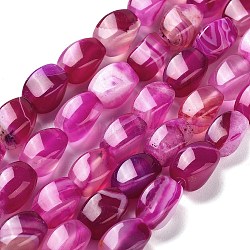 Natural Banded Agate Beads Strands, Dyed & Heated, Twist, Fuchsia, 12x8x8mm, Hole: 1.2mm, about 33pcs/strand, 16.34''(41.5cm)(G-G172-01K)