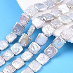 Baroque Natural Nucleated Pearl Keshi Pearl Beads Strands, Cultured Freshwater Pearl, Square, Seashell Color, 10.5~13x10.5~12x3~5.5mm, Hole: 0.6mm, about 16~17pcs/strand, 7.28~7.68 inch(18.5~19.5cm)(PEAR-S020-K09-2)