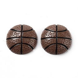 Opaque Resin Decoden Cabochons, Sport Ball, Coconut Brown, Basketball, 24~25x7~8mm(RESI-A034-03A)