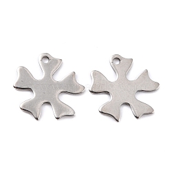 201 Stainless Steel Pendants, Flower, Stainless Steel Color, 15x15x0.8mm, Hole: 1.4mm(STAS-K217-15)