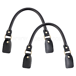 Genuine leather Bag Handles, with Antique Bronze Iron Findings, for Bag Straps Replacement Accessories, Black, 44x4.45x1.1cm(FIND-WH0070-03A)