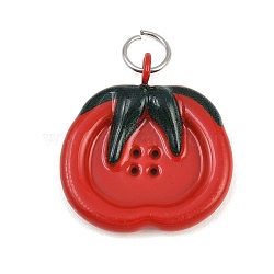 Button 304 Stainless Steel Enamel Pendants, Vegetable Charms, Tomato Charms, 22x20.5x4.5mm, Hole: 4.5mm(SA-CBAE390-01D)
