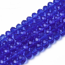Glass Beads Strands, Faceted, Rondelle, Royal Blue, 3.5x3mm, Hole: 0.4mm, about 113~115pcs/strand, 32~33cm(EGLA-A034-T3mm-D31)