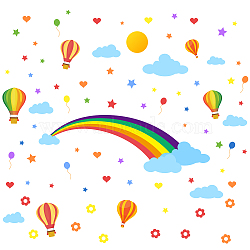 PVC Wall Stickers, for Wall Decoration, Rainbow, Cloud & Hot Air Balloon, Mixed Patterns, 240x820mm, 2pcs/set(DIY-WH0228-439)