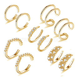 Brass Micro Pave Cubic Zirconia Cuff Earrings, Golden, 13.2x13x1.1mm, 5pcs/set(EJEW-G270-01G)