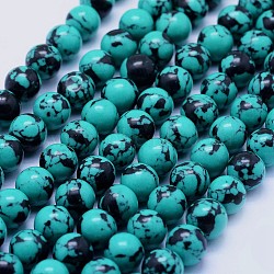 Synthetic Turquoise Beads Strands, Round, Turquoise, 8~8.5mm, Hole: 1mm, about 49pcs/strand, 15.7 inch(40cm)(G-F531-8mm-J01)