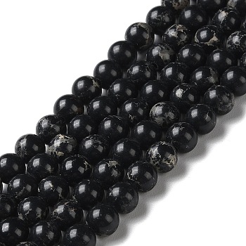 Synthetic Imperial Jasper Dyed Beads Strands, Round, Black, 6mm, Hole: 1.4mm, about 60~62pcs/strand, 14.72''~15.28''(37.4~38.8cm)