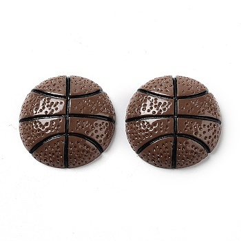 Opaque Resin Decoden Cabochons, Sport Ball, Coconut Brown, Basketball, 24~25x7~8mm