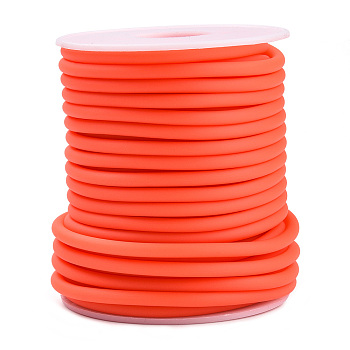 Hollow Pipe PVC Tubular Synthetic Rubber Cord, Wrapped Around White Plastic Spool, Orange Red, 4mm, Hole: 2mm, about 16.4 yards(15m)/roll