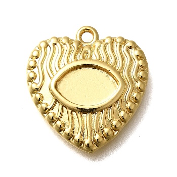 Brass Pendant Cabochon Settings, Heart, Cadmium Free & Lead Free, Long-Lasting Plated, Rack Plating, Golden, 19.5x18.5x3.5mm, Hole: 1.6mm, Tray: 9.5x6.5mm.