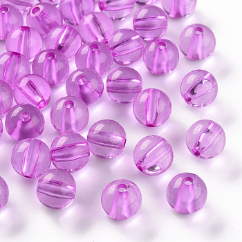 Transparent Acrylic Beads, Round, Medium Orchid, 10x9mm, Hole: 2mm, about 940pcs/500g