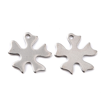 201 Stainless Steel Pendants, Flower, Stainless Steel Color, 15x15x0.8mm, Hole: 1.4mm