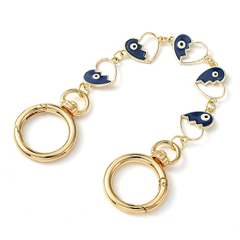 Alloy Evil Eye Enamel Link Bag Extender Chains, with Golden Plated Swivel Clasps, Blue, Heart, 20.2cm