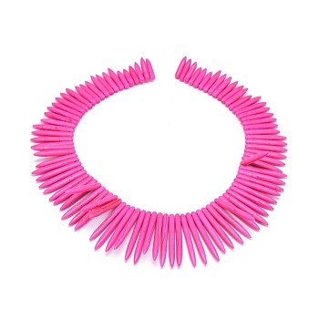Synthetic Turquoise Graduated Spike Beads Strands, Tusk Shape, Deep Pink, 20~49x4.5~5mm, Hole: 1.2mm, about 99pcs/strand, 16.9~17.7 inch(43~45cm)