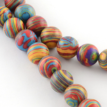 Dyed Synthetical Gemstone Round Bead Strands, Colorful, 6mm, Hole: 1mm, about 66pcs/strand, 15.35 inch