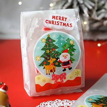 Christmas Theme Rectangle Paper Candy Bags, No Handle, for Gift & Food Wrapping Bags, Christmas Tree Pattern, 24.8x10x0.02cm, 50pcs/bag