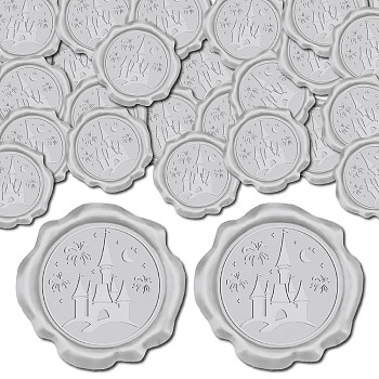 CRASPIRE Adhesive Wax Seal Stickers, Envelope Seal Decoration, For Craft Scrapbook DIY Gift, Silver Color, Castle, 30mm, 50pcs/box