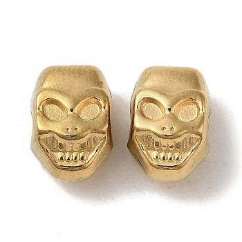 Ion Plating(IP) 304 Stainless Steel Beads, Skull, Golden, 10x7x6.5mm, Hole: 2.3mm