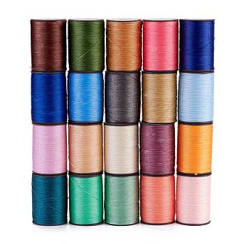 Flat Waxed Polyester Thread String, Micro Macrame Cord, for Leather Sewing Stitching, Mixed Color, 0.8~0.9x0.3mm, about 109.36 Yards(100m)/Roll