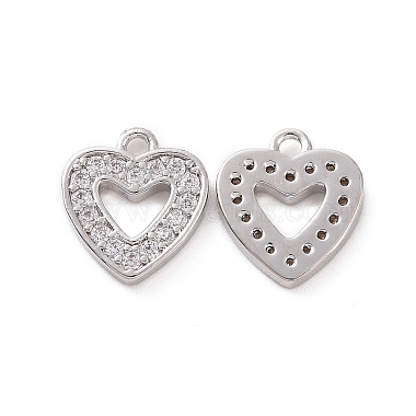 Platinum Clear Heart Brass+Cubic Zirconia Charms