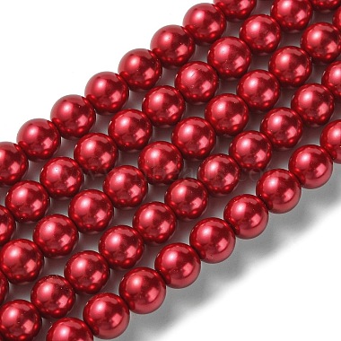 8mm Crimson Round Glass Beads