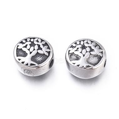 Antique Silver Flat Round Stainless Steel Beads