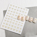 Bowknot Self Adhesive Nail Art Stickers, DIY Nail Art Decoration, Gold, 127x78mm(PW-WG8AD37-03)