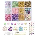 DIY Bracelet Making Kits, including Glass Beads, CCB Plastic Round Beads, Iron Ends with Twist Chains, Iron Flat Head Pins, Alloy Enamel Pendants, Alloy Bead Frames, Elastic Thread, Mixed Color(DIY-FS0010-26)