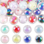60Pcs Transparent Acrylic Beads, Bead in Bead, Round, Mixed Color, 16x15mm, Hole: 2.5mm(OACR-SP0001-49)