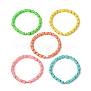 Polymer Clay Column Beaded Stretch Bracelets, Mixed Color, Inner Diameter: 2-1/8 inch(5.28cm)(BJEW-JB09756)