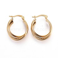 Ion Plating(IP) 304 Stainless Steel Triple Hoop Earrings, Oval, Golden, 26.5x21x7.5mm, Pin: 1.5x0.5mm(EJEW-P176-01G)