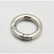 Ring Smooth 304 Stainless Steel Spring Gate Rings, O Rings, Snap Clasps, Stainless Steel Color, 9 Gauge, 17x3mm(STAS-E073-06-B)