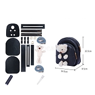 DIY Doll Bear PU Leather Crossbody Lady Bag Making Sets, Knitting Crochet Shoulder Bags Kit for Beginners, Black, 20.5x16.5x8.5cm(PW-WG98409-06)