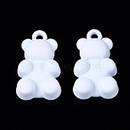 Spray Painted Alloy Pendants, Cadmium Free & Lead Free, Bear, White, 20x12x5mm, Hole: 1.8mm(PALLOY-S133-006C-RS)