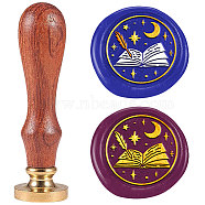 Wax Seal Stamp Set, Sealing Wax Stamp Solid Brass Heads with Wood Handles, for Envelopes Invitations, Gift Card, Book, 83x22mm, Stamps: 25x14.5mm(AJEW-WH0208-1544)