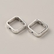 Tibetan Style Alloy Bead Frame, Antique Silver, Square, 14x14x4mm, Hole: 1mm, 95~100pcs/bag.(FIND-WH0034-45AS-01)