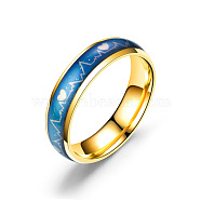 Heart Beat Mood Ring, Temperature Change Color Emotion Feeling Stainless Steel Plain Ring for Men Women, Golden, US Size 12(21.4mm)(VALE-PW0001-039G-02)