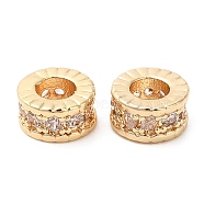 Rack Plating Brass Micro Pave Cubic Zirconia Beads, Long-Lasting Plated, Lead Free & Cadmium Free, Column, Real 14K Gold Plated, 6x3mm, Hole: 2.8mm(KK-A186-03B-LG)