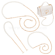 WADORN 3Pcs 3 Styles ABS Plastic Imitation Pearl Purse Chains, with Alloy T-Bar Clasp & Iron Chain, Seashell Color, 65~121x0.5~1cm, 1pc/style(FIND-WR0009-73B)