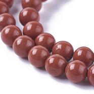 Natural Red Jasper Beads Strands, Round, Grade AA, Red, 8mm, Hole: 1mm, about 48pcs/strand, 15.1 inch(G-F348-01-8mm-AA)