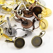 Brass Leverback Earring Findings, Mixed Color, 30x18mm, Tray: 16mm(KK-C1244-16mm-M)