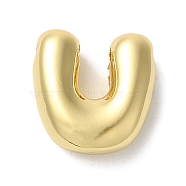 Brass Pendants, Long-Lasting Plated, Real 18K Gold Plated, Letter U, 9.5x9.5x3.5mm, Hole: 1.4mm(KK-S391-02G-U)