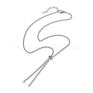 Adjustable 304 Stainless Steel Curb Chains Necklaces Making, with Slide Stopper Beads and Lobster Claw Clasps, Stainless Steel Color, 20.47 inch(52cm), Inner Diameter: 0.12 inch(0.3cm)(AJEW-JB01214-01)